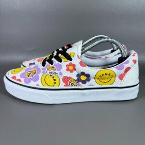 Vans Skate Shoes Womens 6.5 Mens 5 Floral Happy Face Smile Hey You're Awesome